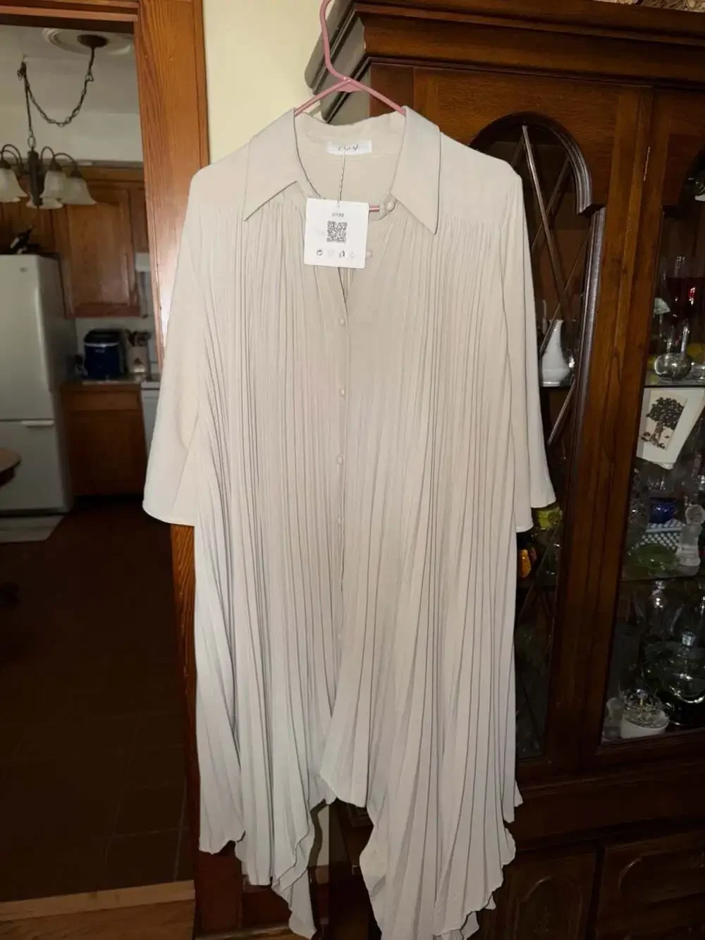 C&Y Long-Sleeve Pleated Button-Down Shirt Dress